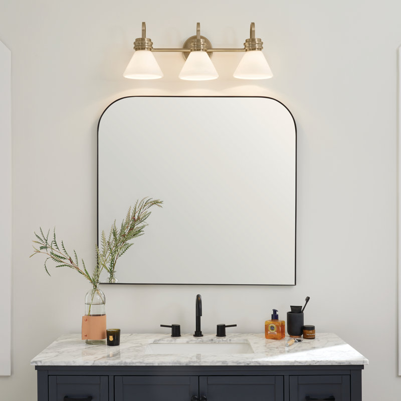 Éclairage pour meuble-lavabo à 3 lumières à intensité variable avec verre opale Kichler Farum, Bronze champagne
