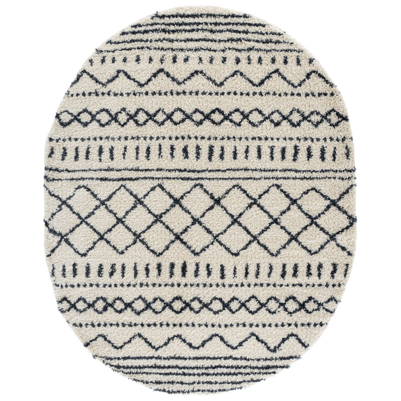 Giguere Performance Southwestern Rug, Oval 6' x 8', Ivory/Slate