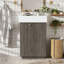 Meuble-lavabo de salle de bain avec lavabo, porte de droite et tablette latérale-129539180