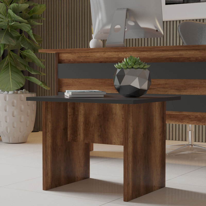 Modern Coffee Table, Walnut & Anthracite, 23.6 x 18.2 x 19.3 inches | 100% Melamine Coated Particle Board, Thickness: 0.7 inches | Stylish Design for Living Room, Durable & Easy to Clean Surface