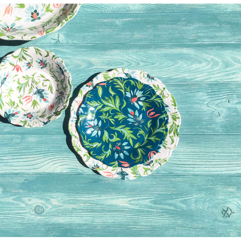 Assiette à salade en mélamine 14 po Duran Chinoiserie Botanical