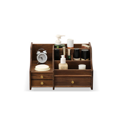 Walnut Solid wood household Dressing table with drawers and Cosmetic Storage box