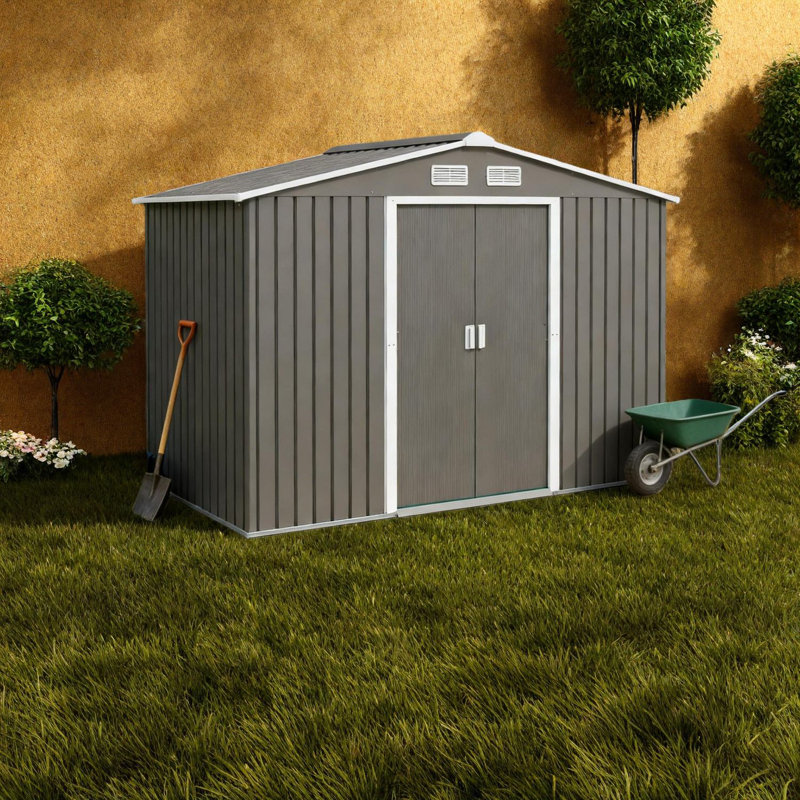 Grande remise en acier durable, solution de rangement extérieure moderne