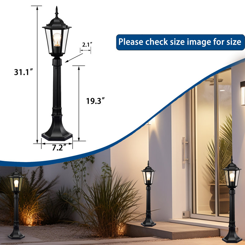 Lampadaire câblé à 1 lumière de 34 po de hauteur noir mat Dekayla (double)