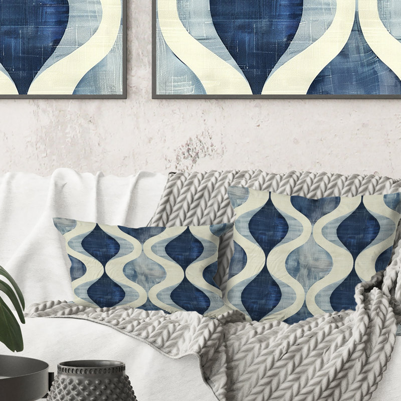 Coussin Blue Ogee, H 16 po x l 16 po