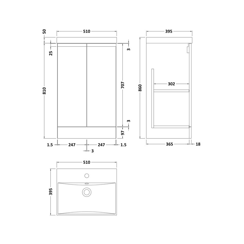 Urban 510mm Single Bathroom Vanity with Integrated Vitreous China Basin, Satin Green