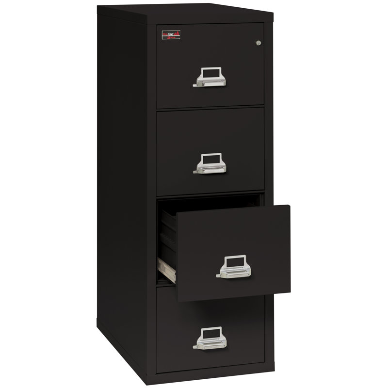 21.3125'' Wide 4 -Drawer Steel File Cabinet, Black, Key Lock