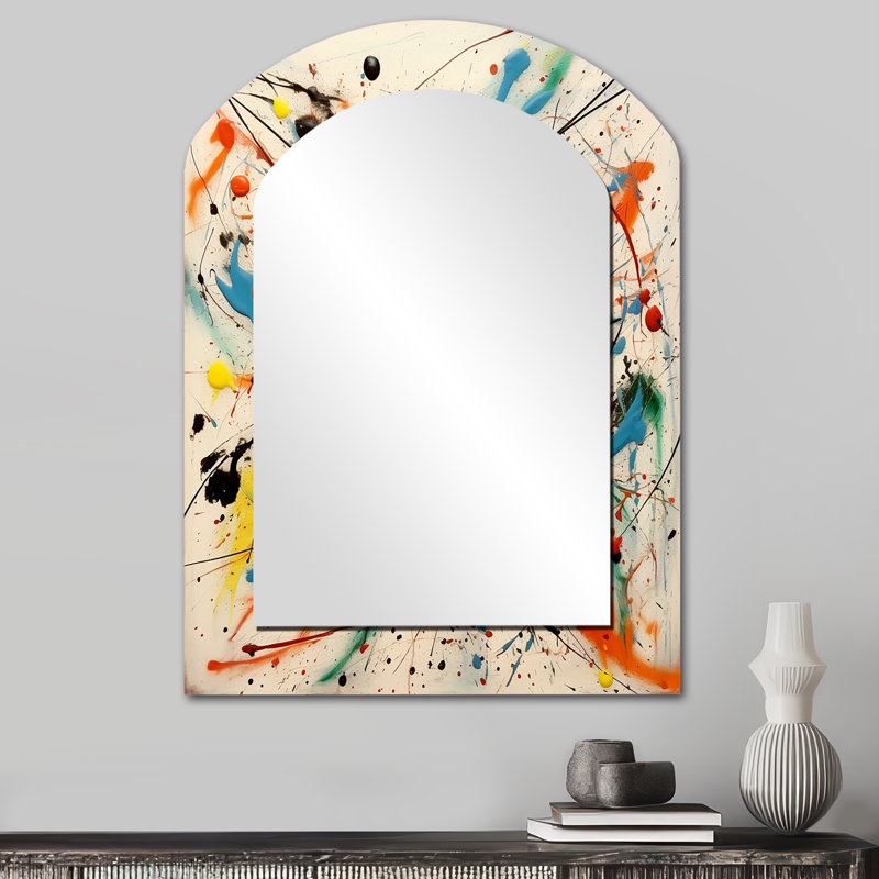 «All That Jazz Colorful Joy II - Abstract Collages Arch large Mirror, Modern, 34 po x 25 po