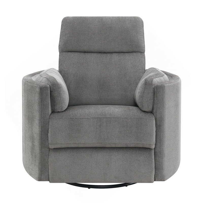 Sagen Glider Recliner with Swivel, Charcoal Gray Chenille