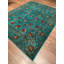 Tapis bleu sarcelle en laine et coton Original