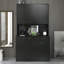 Armoire haute de 69,64 po pour la chambre à coucher en noir. 6 portes, 1 tablette ouverte, 1 grande armoire longue durée, 6 portes, 1 tiroir ouvert. Pièce fonctionnelle et attrayante-191552342