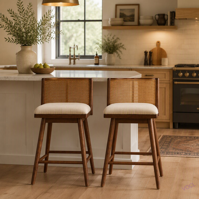 Tabouret de bar d'intérieur rembourré Talia, Dark Walnut