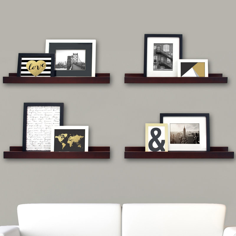 Drea 4 Piece Picture Ledge Wall Shelf, Espresso