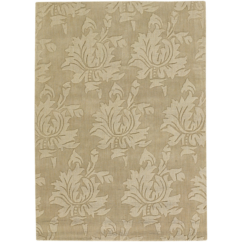 Boris Hand Tufted Wool Beige/Cream Loop Pile Cut High Low Floral Transitional Area Rug, Rectangle 9' x 13', Beige