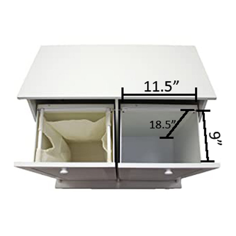 White MDF Dual Compartment Tilt-Out Laundry Hamper with Removable Cotton Bags