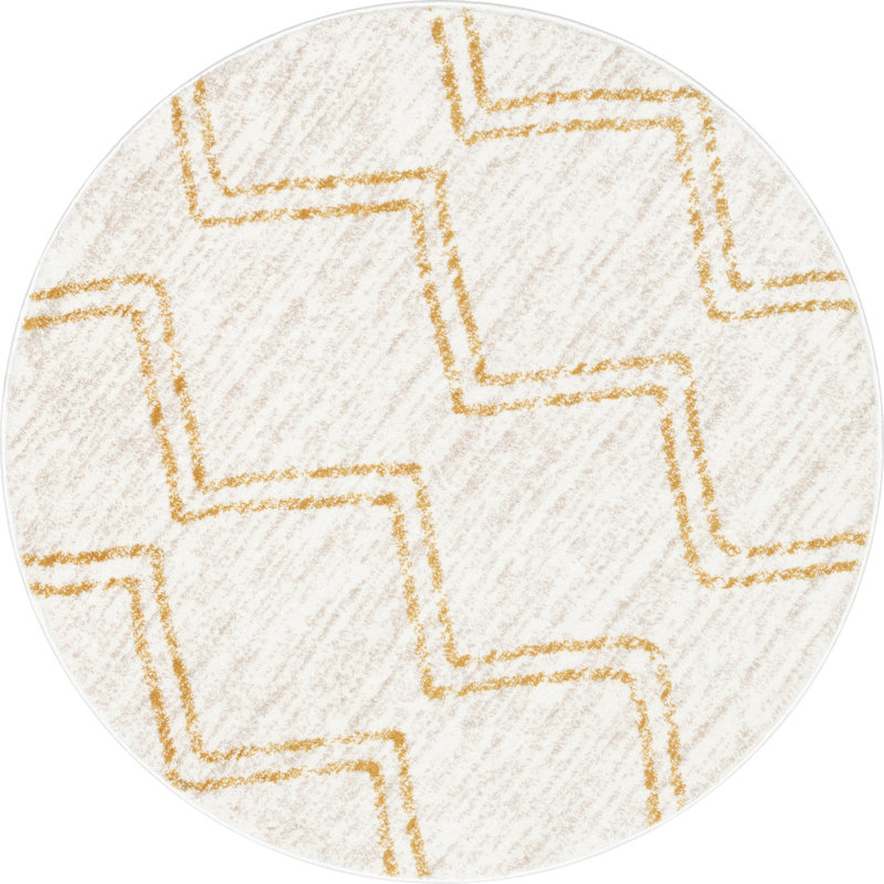 Tapis jaune ivoire Markos Reeve, Rond 4 pi
