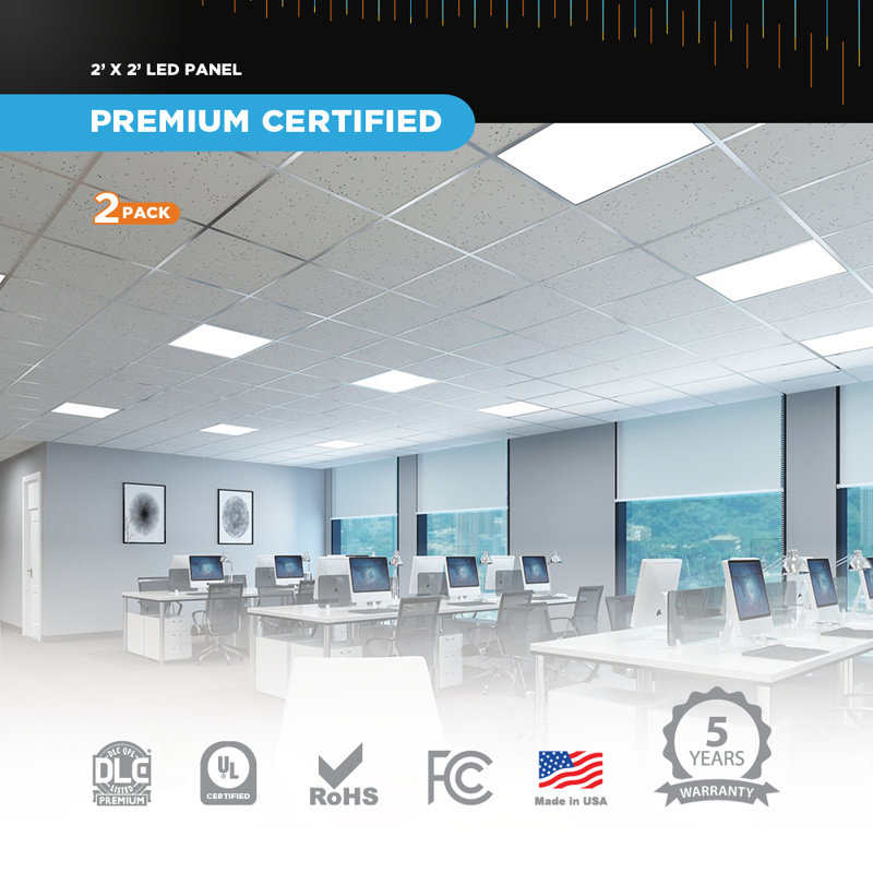 Moosup Dimmable Square Flat Panel Ceiling Light, 3750 Lumens, 3500K