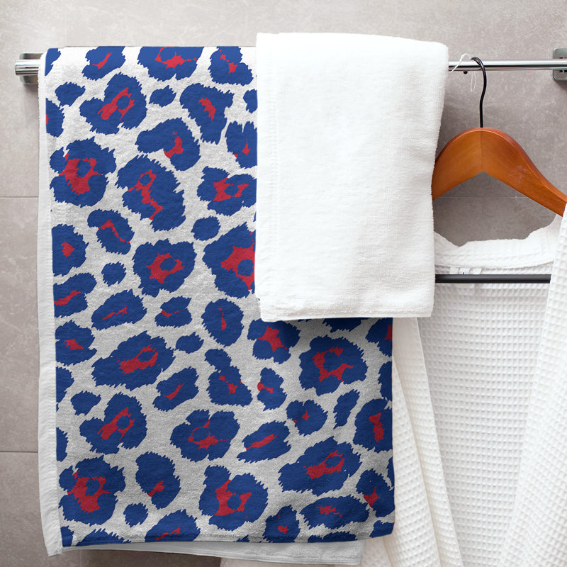 Everdene Bath Towel, Polyester/Cotton Blend, White/Red/Blue