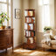 Bibliothèque rotative, bibliothèque d'angle à 360 degrés pour les petits espaces, étagère de rangement à 6 niveaux avec roulettes, rangement en bois étroit pour la chambre à coucher, le salon et la salle d'étude