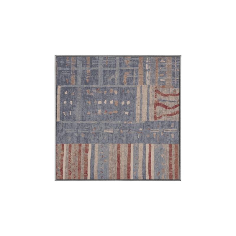 Machine Washable Pink Area Rug, Square 4'