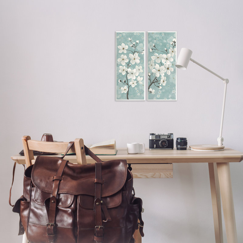 Ensemble de 2 plaques murales Green Tone Blossoms, design par Tava Studios
