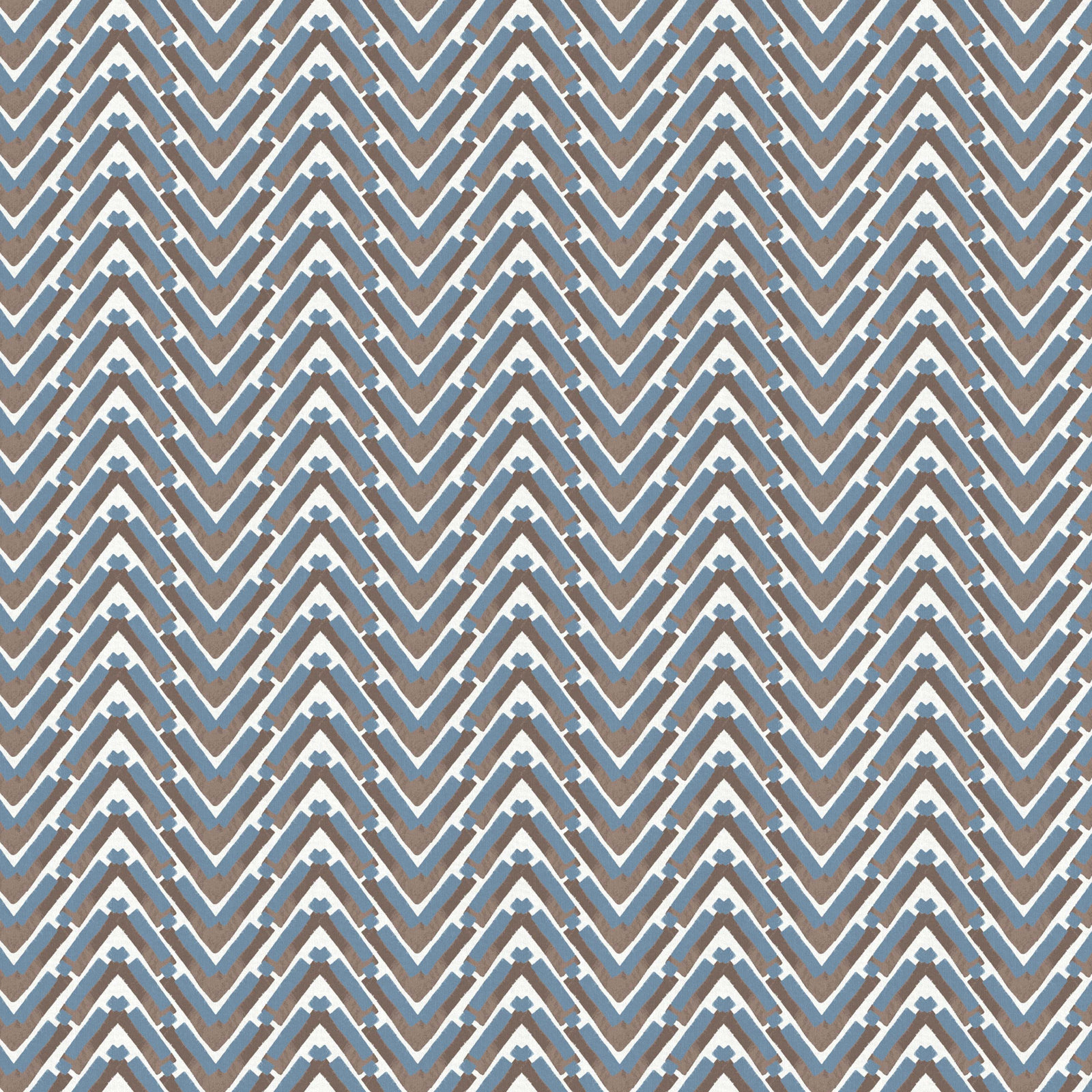 Chevron Cotton Throw Pillow, Blue/Brown/White, 18" x 18", Feathers