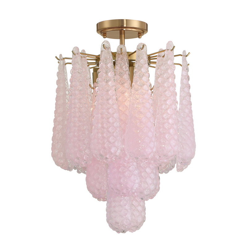 Hamrah 4 Light Aged Brass Semi Flush Mount, Blush