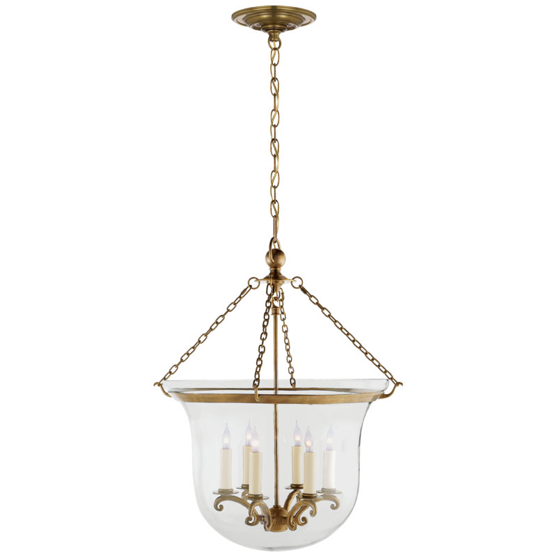 Chapman & Myers Country Bell Jar Lantern, Antique-Burnished Brass, 21" H x 15.5" W x 15.5" D