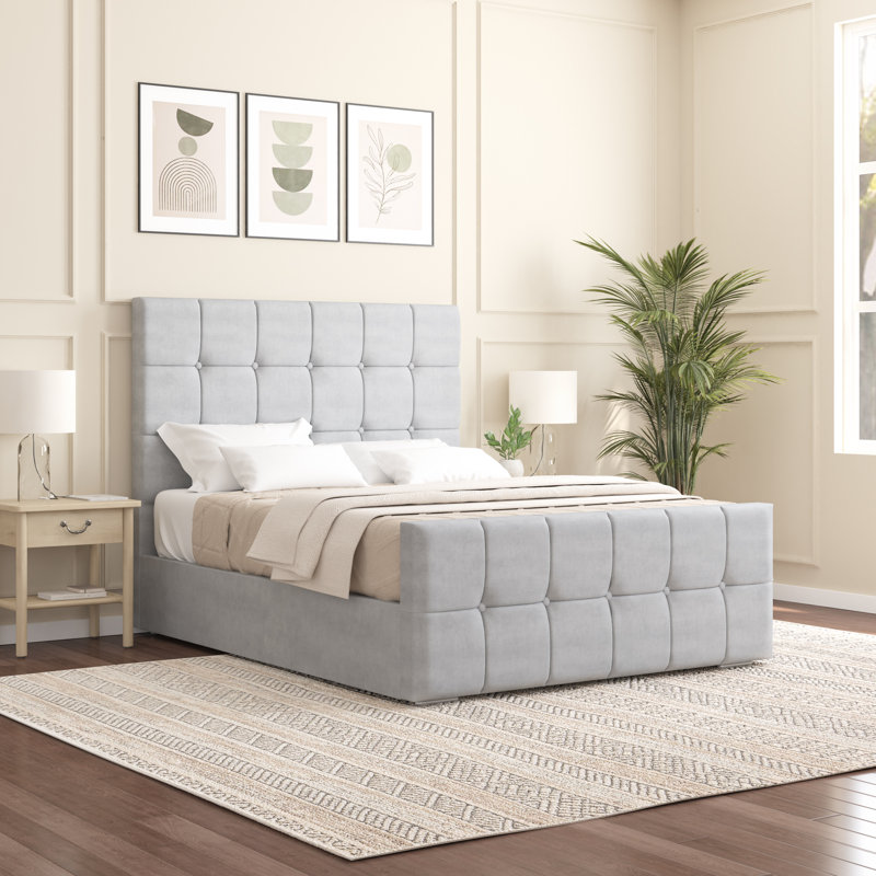 Oakpark Upholstered Bed Frame, Single (3'), Light Silver