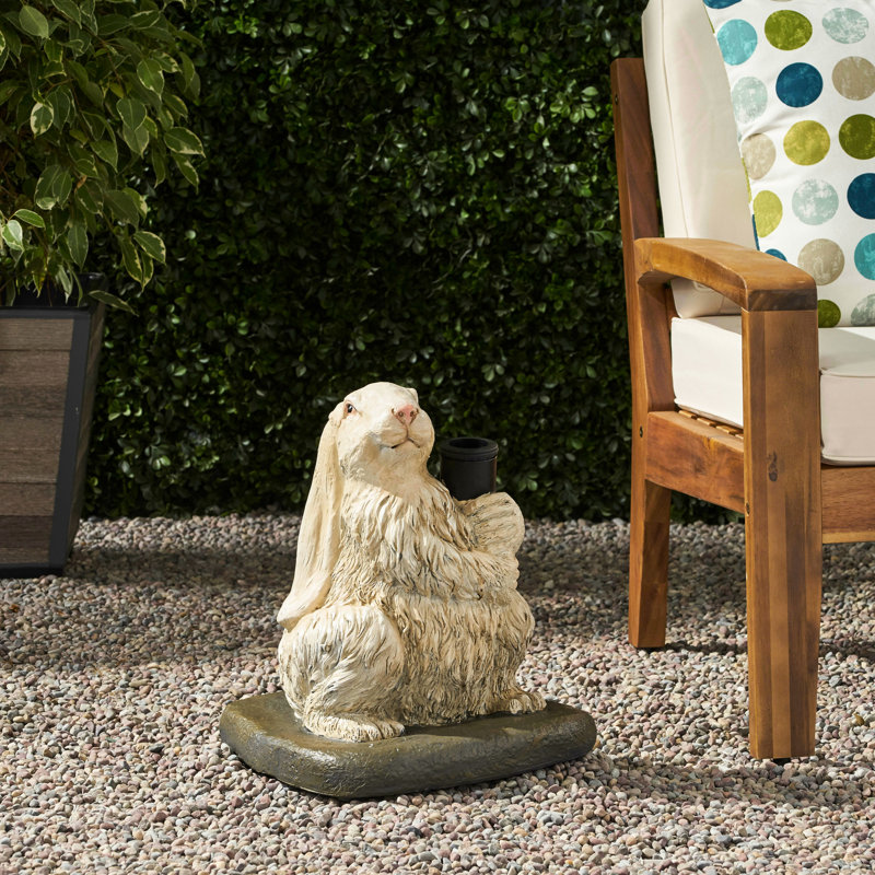 Porte-parapluie en résine de béton blanc mat - lapin adorable, l 13,87 po x P 13,87 po x H 16,1 po, convient à différentes tailles de poteaux, sans structure de base en forme de lapin sans assemblage, finition, blanc, poids de 51,74 lb,