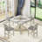 Solid Wood 4-Person Dining Set Grey Extendable Dining Table With Upholstered Padded Chairs