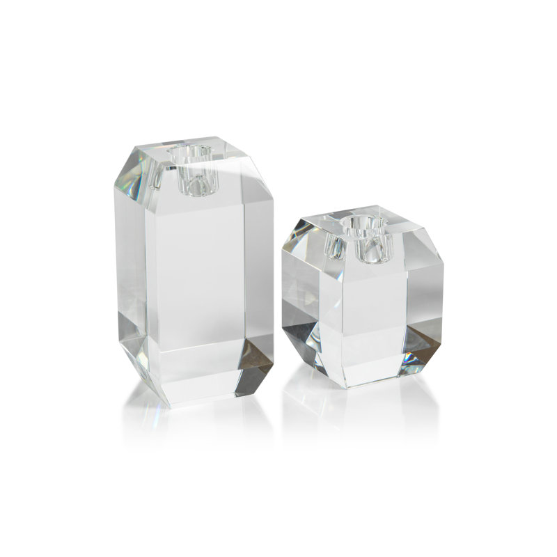 Bougeoir de table en cristal, H 5,5 po x l 2,75 po x P 2,75 po
