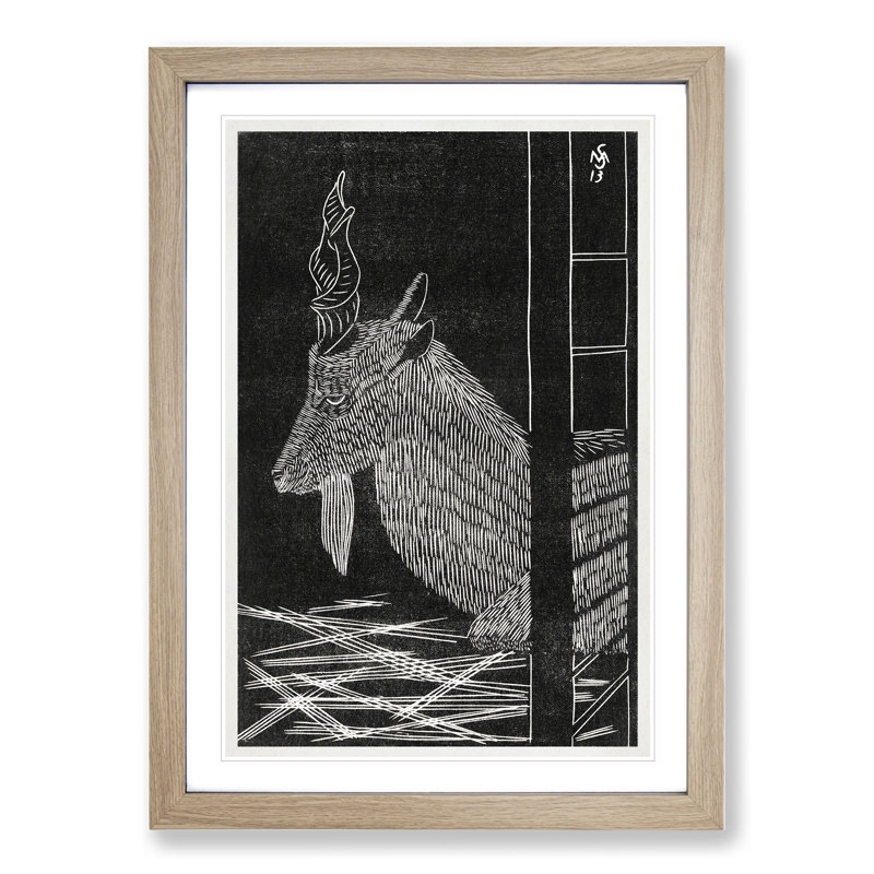 Markhor Goat Vol.2 by Samuel De Mesquita - Picture Frame Painting, 65cm H x 48cm W x 2cm D, Oak Framed