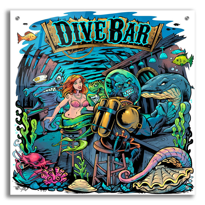 «Dive Bar On» par Flyland Designs Print, H 24 po x l 24 po x P 0,2 po