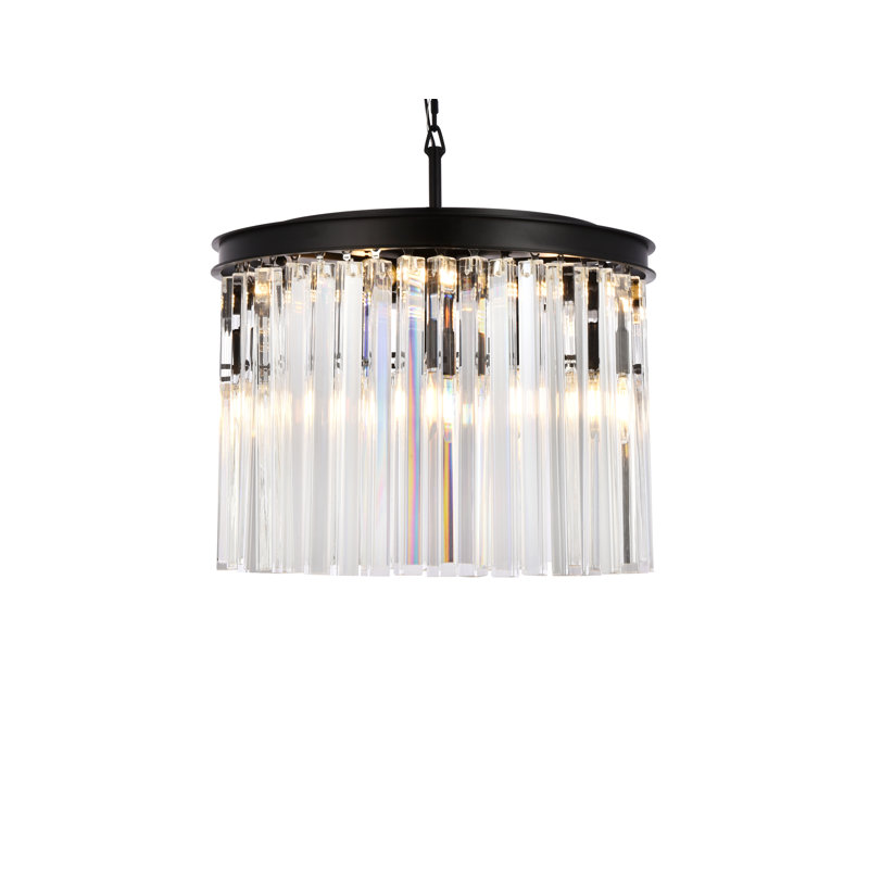 Lustre cylindrique unique à 6 lumières Yazmin, Brun moka, Cristal (transparent)