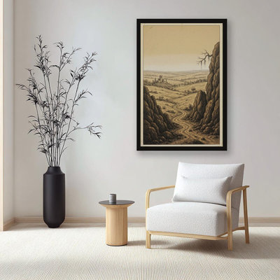Canvas Wall Art Distant View with A Road Vintage Poster Print Home Decor