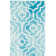 Tapis ivoire / turquoise en laine touffeté à la main à motif géométrique