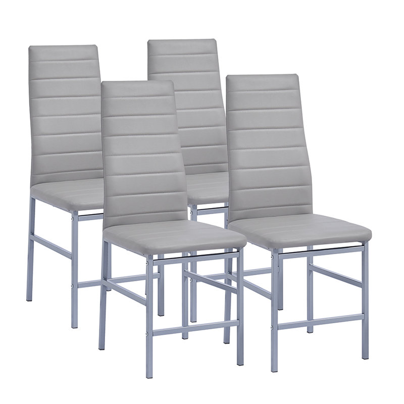 Aireona 45cm H Upholstered Metal Parsons Chair, Grey, Grey