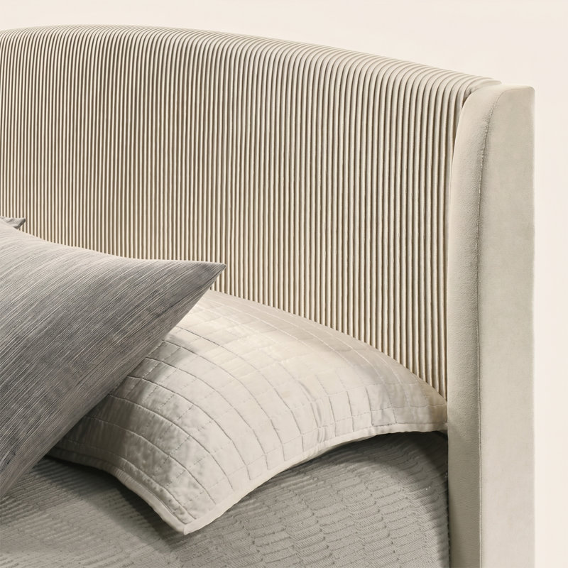 Lit tapissier Jolande, Beige, Lit double