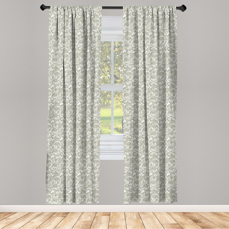 Damask Semi-Sheer Rod Pocket Curtain Panels, 28" x 95"