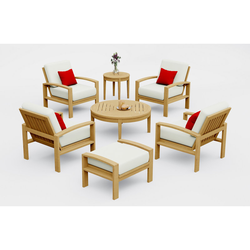 Ensemble de chaises longues en bois de teck 7 pièces Teakstation