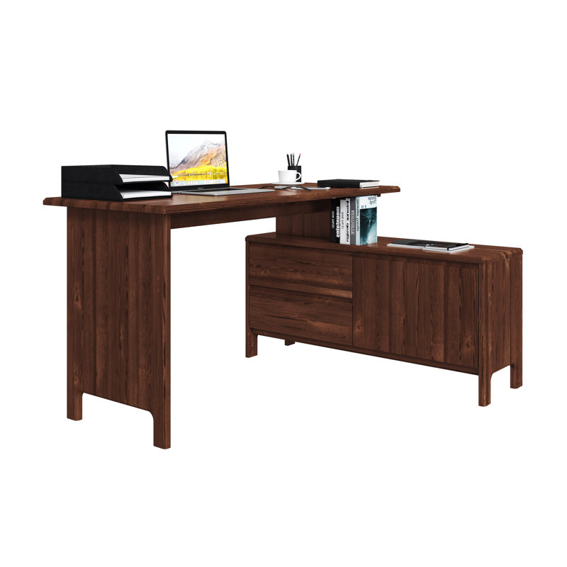 Forgue L-Shaped Solid Wood Accent, Dark Brown, Dark Brown