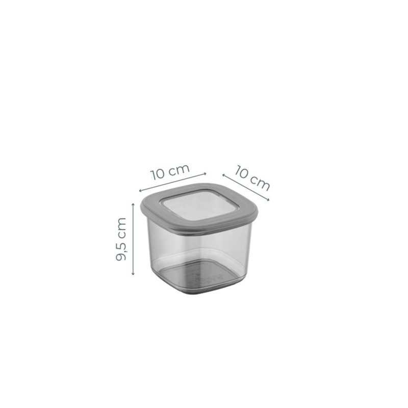 Durable Storage Box Set (3 Pieces), Anthracite Color, 3.9 x 3.9 x 3.7 inches | 100% BPA Free Plastic, 18.6 fl oz Capacity | Dishwasher Safe, Ideal for Organizing Home & Office Spaces, Stackable Design