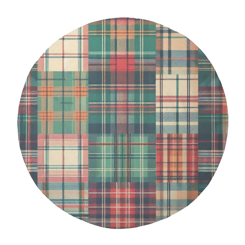 Timeless Check Grids Braided Rug, Round 5'