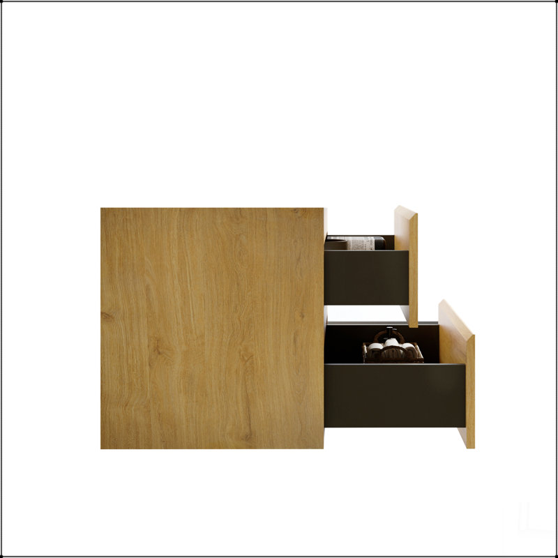 Armoire murale sans lavabo, couleur chêne naturel, avec deux tiroirs