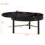 Table basse ronde moderne avec plateau rotatif en bois avec rangement et pieds en métal