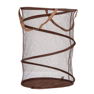 Pop-Up Mesh Laundry Hamper, Brown