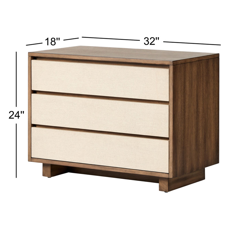 Grove 3 - Drawer Solid Wood Nightstand