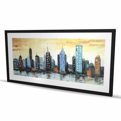 Skyline on Cityscape - Framed Matted Print for Home Decor