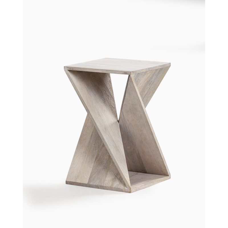 Caelah Solid Wood End Table, White Wood/White